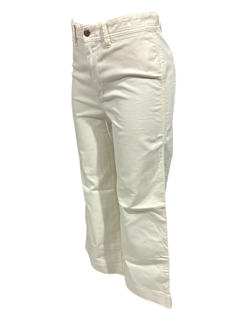 GAP Off-White High-Rise Wide Leg Crop Denim Pants Jeans Size 6 Stretch Bohemian - Picture 9 of 13